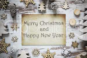 Rustic Christmas Decoration, Paper, Merry Christmas And Happy New Year
