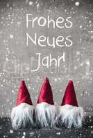 Red Gnomes, Cement, Frohes Neues Jahr Means Happy New Year