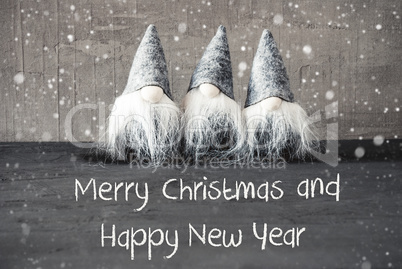 Gnomes, Cement, Snowflakes, Merry Christmas And Happy New Year