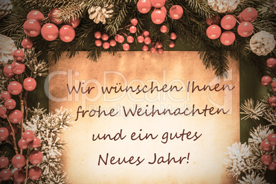 Retro Christmas Decoration, Gutes Neues Jahr Means Happy New Year