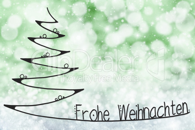 Tree, Frohe Weihnachten Means Merry Christmas, Green Background