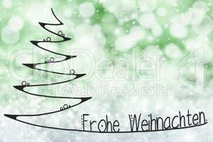 Tree, Frohe Weihnachten Means Merry Christmas, Green Background