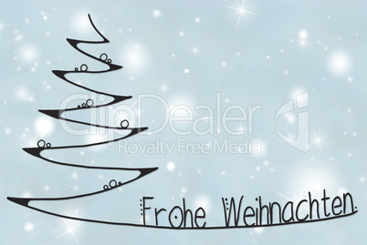 Tree, Frohe Weihnachten Means Merry Christmas, Light Blue Background