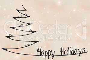 Christmas Tree, Happy Holidays, Pink Glittering Background