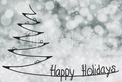 Christmas Tree, Happy Holidays, Dark Gray Bokeh Background