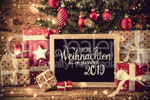 Tree, Retro Gifts, Calligraphy Glueckliches 2019 Means Happy 2019