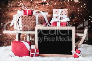 Sledge With Gifts, Copy Space For Advertisement, Snow, Frame