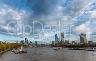 River Thames and The City of London, England