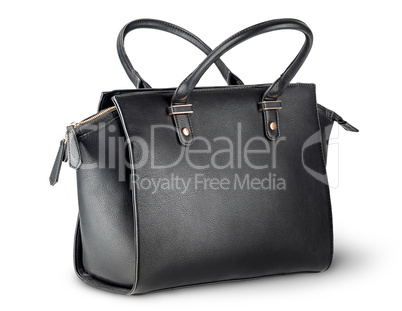 Elegant black leather ladies handbag