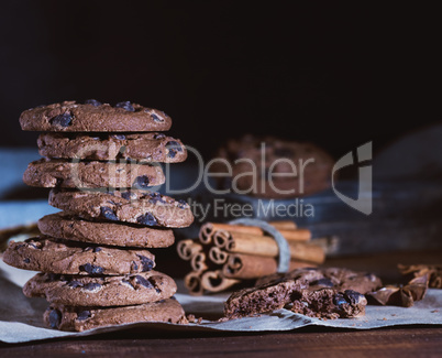 stack of round chocolate chip cookies