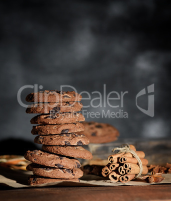 stack of round chocolate chip cookies