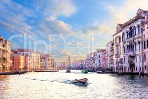 Beautiful Grand Canal with palaces and boats, Venice. Italy