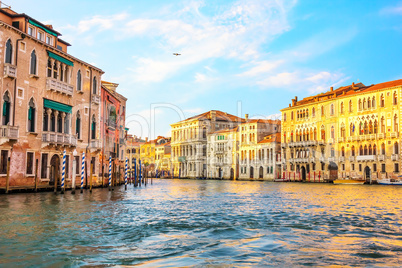Venetian palaces in the Grand Canal divarication near the Univer