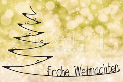 Tree, Frohe Weihnachten Means Merry Christmas, Yellow Background