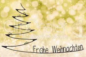 Tree, Frohe Weihnachten Means Merry Christmas, Yellow Background