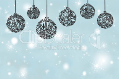 Christmas Tree Ball Ornament, Copy Space, Light Blue Background