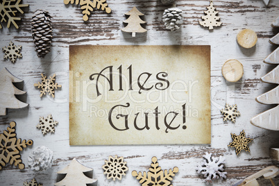 Rustic Christmas Decoration, Paper, Alles Gute Means Best Wishes