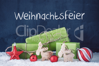 Green Christmas Gifts, Snow, Weihnachtsfeier Means Christmas Party