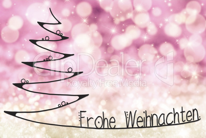 Tree, Frohe Weihnachten Means Merry Christmas, Light Purple Background