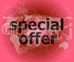 special offer text on digital screen