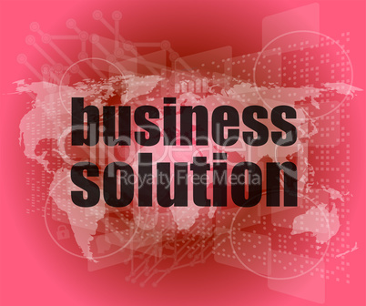 words business solution on digital screen, business concept