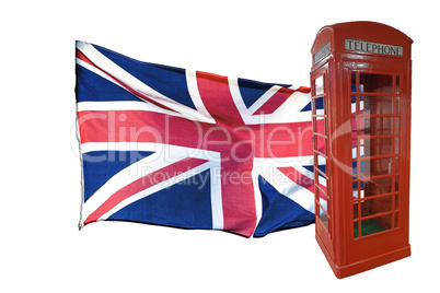 British flag and red telephone box
