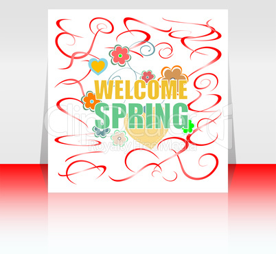 Welcome spring words on holiday card