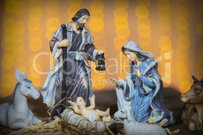 Christmas nativity scene; Jesus Christ, Mary and Josef