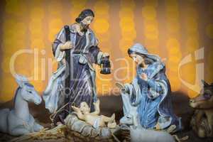 Christmas nativity scene; Jesus Christ, Mary and Josef
