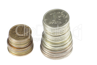 stack of coin on white