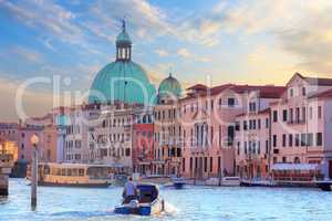 Grand Canal with the dome of Church of San Simeone Piccolo, vapo