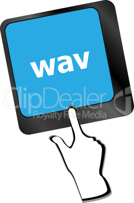 wav word on keyboard keys button with people hand