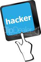 hacker word on keyboard, attack, internet concept