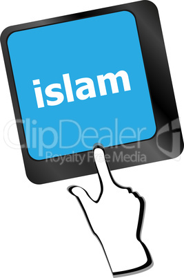 islam word on computer key on enter button