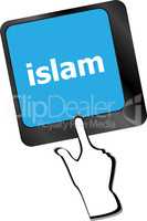 islam word on computer key on enter button