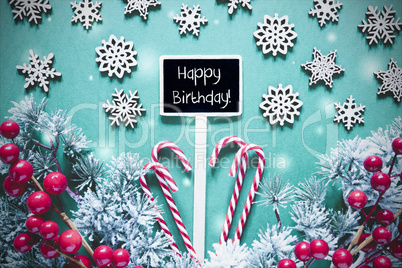 Black Christmas Sign,Lights, Frosty Look, Text Happy Birthday