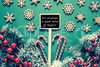 Black Christmas Sign,Lights, Quote Alwayas Good Time Begin, Retro Look