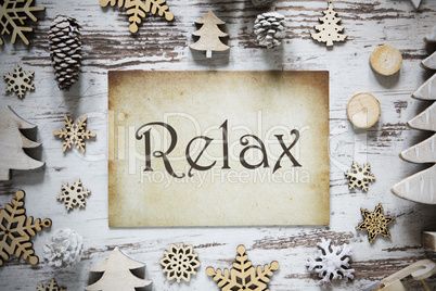 Rustic Christmas Decoration, Paper, English Text Relax