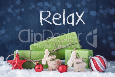 Green Christmas Gifts, Snow, Decoration, Text Relax
