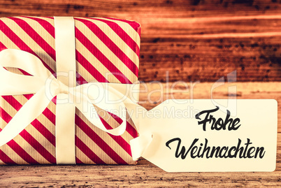 Christmas Gift, Calligraphy Frohe Weihnachten Means Merry Christmas