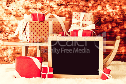 Sled With Gifts, Copy Space For Advertisement, Bokeh