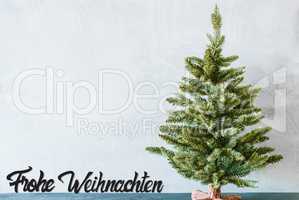 Green Tree, Black Calligraphy Frohe Weihnachten Means Merry Christmas
