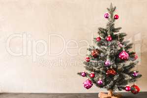 Tree With Purple Balls, Copy Space For Advertisement