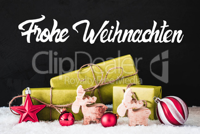 Christmas Decoration, Calligraphy Frohe Weihnachten Means Merry Christmas