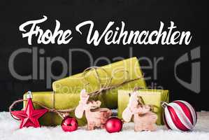 Christmas Decoration, Calligraphy Frohe Weihnachten Means Merry Christmas