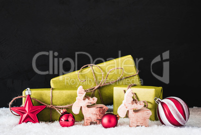 Christmas Decoration, Copy Space For Advertisement, Snow
