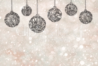 Christmas Tree Ball Ornament, Light Gray Background, Copy Space