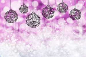 Christmas Tree Ball Ornament, Copy Space, Dark Purple Background