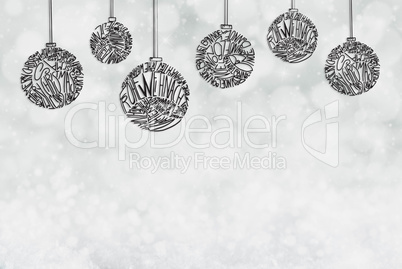 Christmas Tree Ball Ornament, Copy Space, Ligh Grey Background
