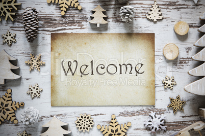 Rustic Christmas Decoration, Paper, English Text Welcome
